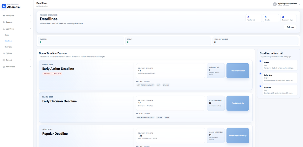 Deadline Tracking Interface